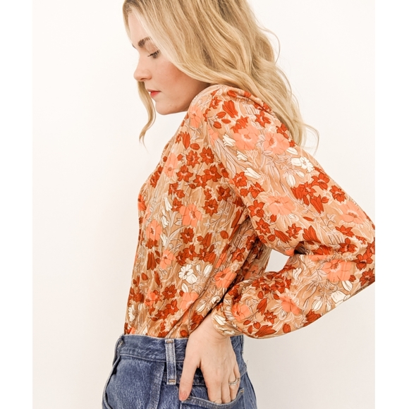 70s Floral Button Down Long Sleeve Blouse - Picture 5 of 17